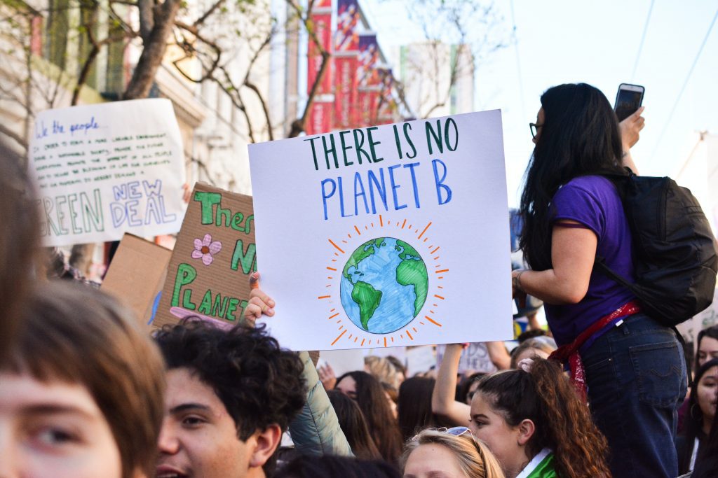Group of people protesting against climate change.