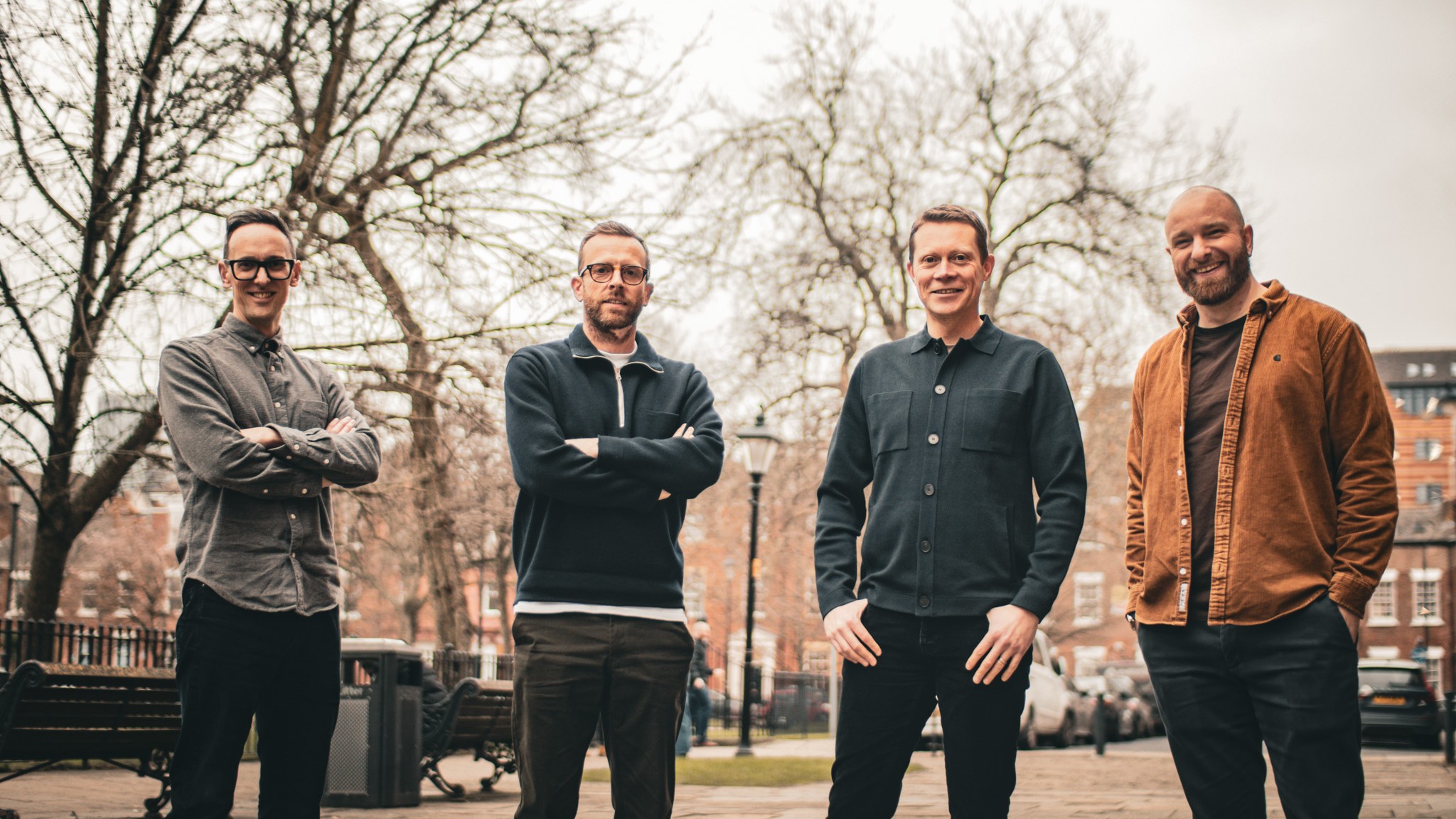 “HyperFinity founders celebrating 2025 successes – group photo of the four co-founders driving retail decision intelligence innovation.”